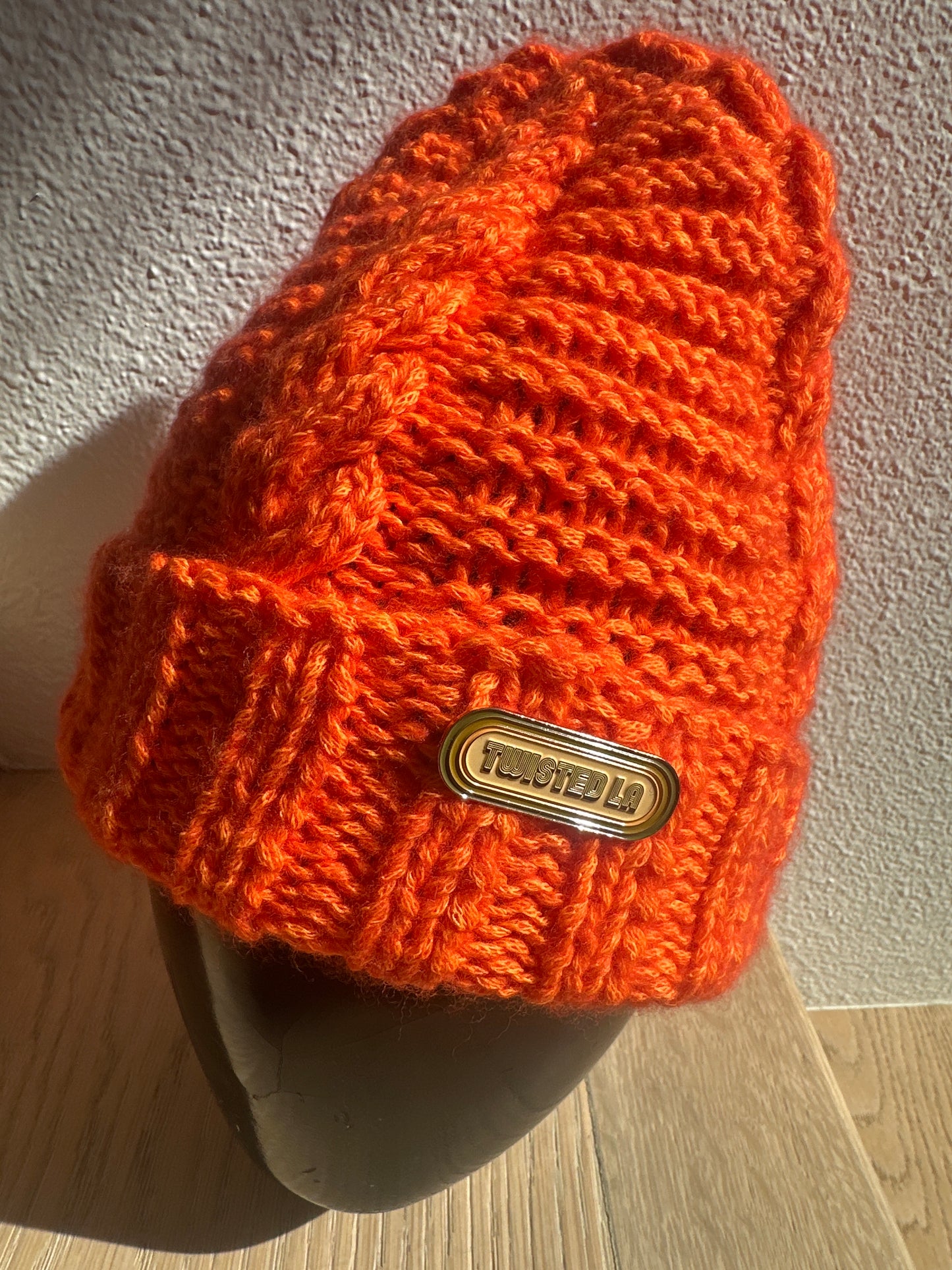 Cabled Orange Beanie