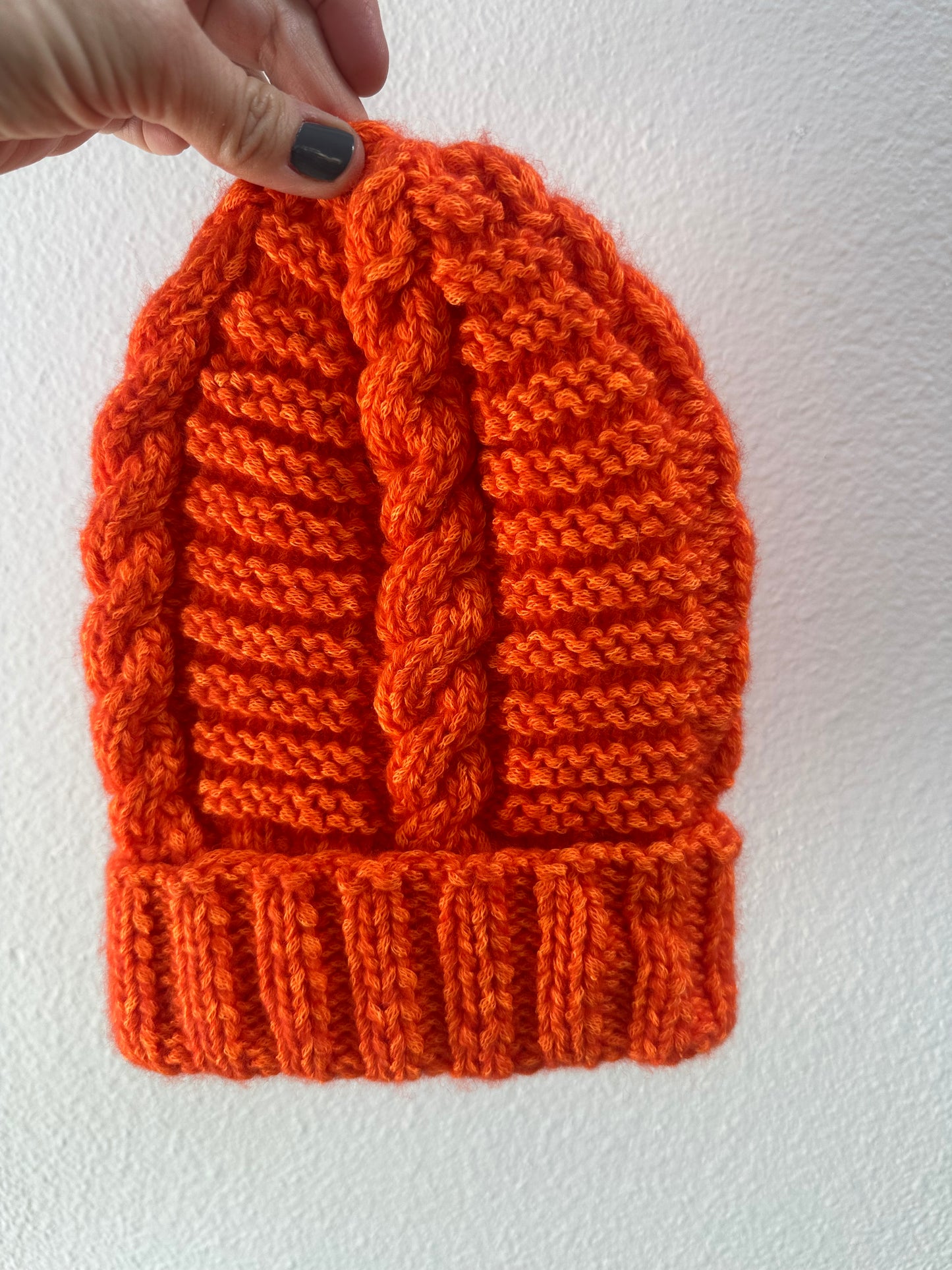 Cabled Orange Beanie