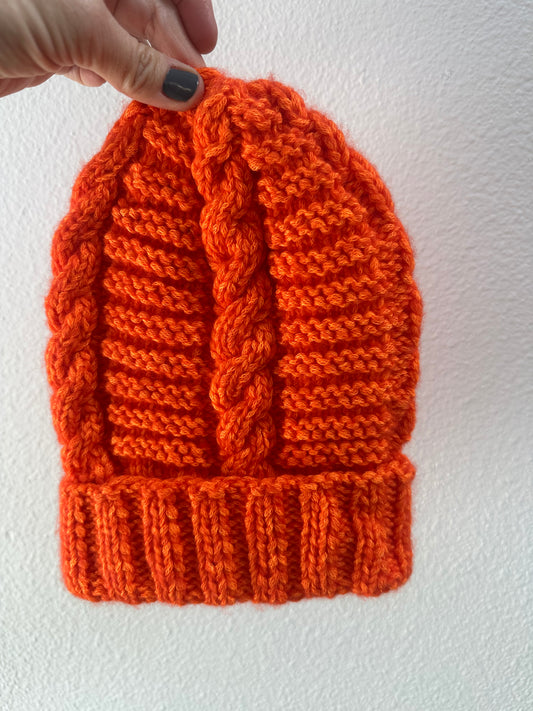 Cabled Orange Beanie