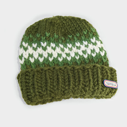 Green Fair Isle Chunky Knit Beanie